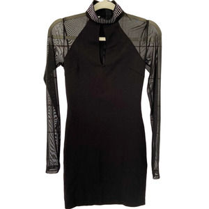 Windsor Black Long Sleeve Dress with Silver Accents